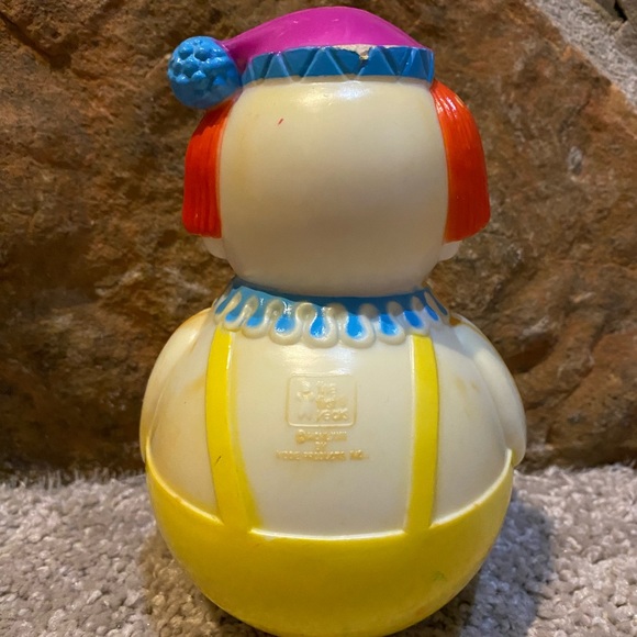Vintage 1972 The First Years 6.5” Clown Roly Poly Chime Plastic Toy - Picture 3 of 4